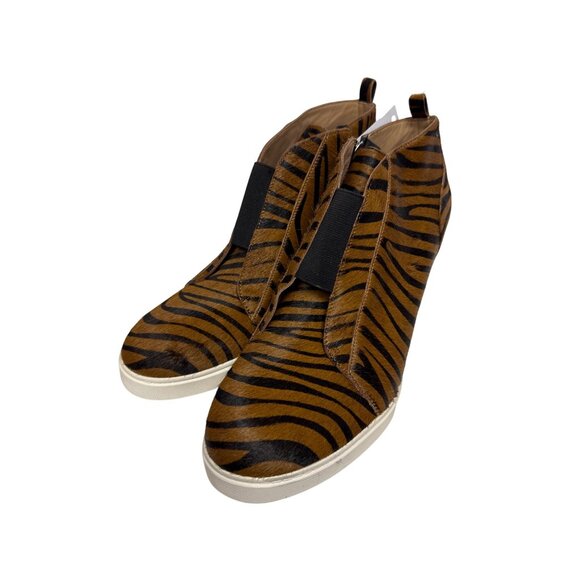Linea Paolo Women's Wedge Bootie Sneaker Calf Hair Tiger Stripe Zip Size 12 NEW - Picture 3 of 12